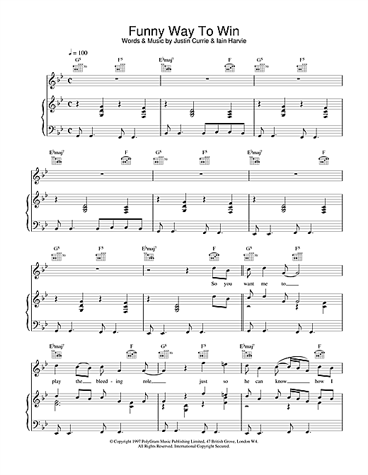 Learn to play Del Amitri Funny Way To Win sheet music for Piano, Vocal & Guitar (Right-Hand Melody) in minutes. Del Amitri Funny Way To Win sheet music notes and chords