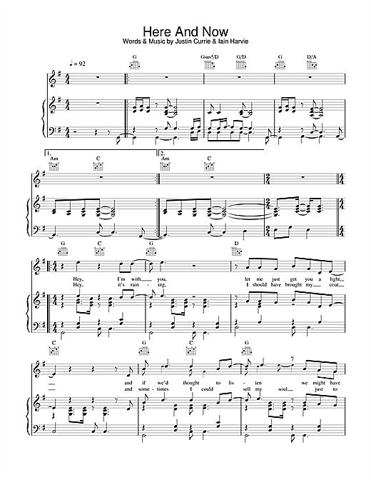 Learn to play Del Amitri Here And Now sheet music for Piano, Vocal & Guitar (Right-Hand Melody) in minutes. Del Amitri Here And Now sheet music notes and chords