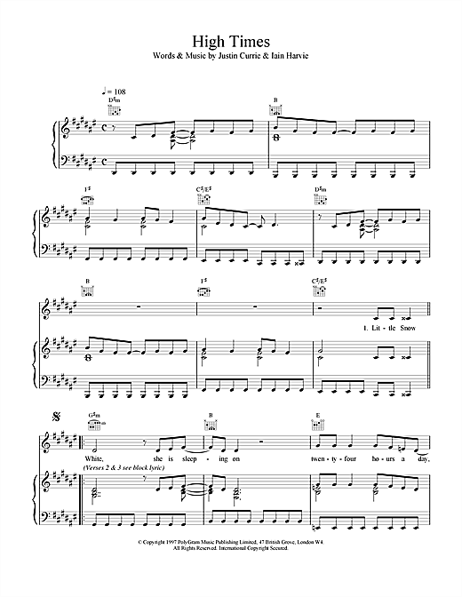 Learn to play Del Amitri High Times sheet music for Piano, Vocal & Guitar (Right-Hand Melody) in minutes. Del Amitri High Times sheet music notes and chords