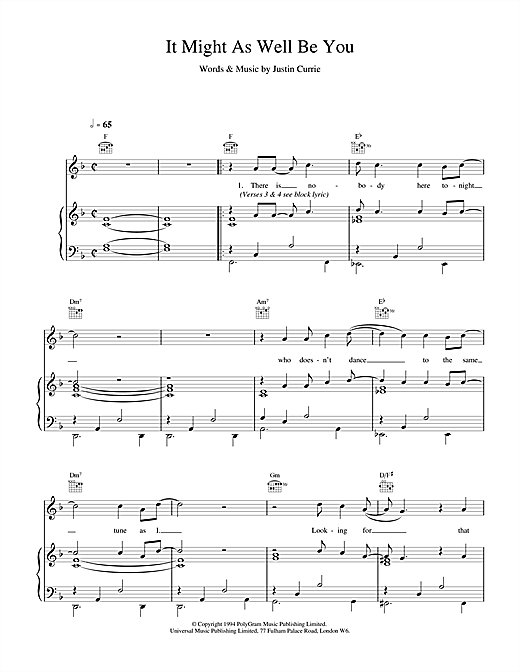 Learn to play Del Amitri It Might As Well Be You sheet music for Piano, Vocal & Guitar (Right-Hand Melody) in minutes. Del Amitri It Might As Well Be You sheet music notes and chords