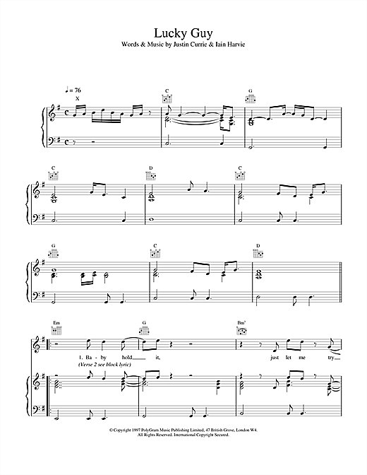 Learn to play Del Amitri Lucky Guy sheet music for Piano, Vocal & Guitar (Right-Hand Melody) in minutes. Del Amitri Lucky Guy sheet music notes and chords