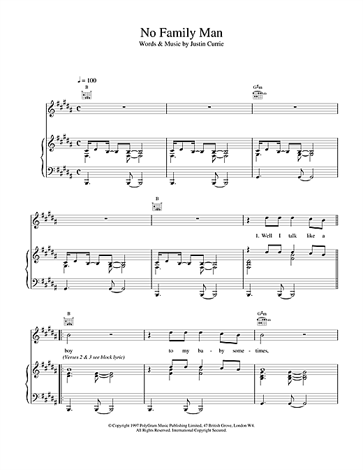 Learn to play Del Amitri No Family Man sheet music for Piano, Vocal & Guitar (Right-Hand Melody) in minutes. Del Amitri No Family Man sheet music notes and chords