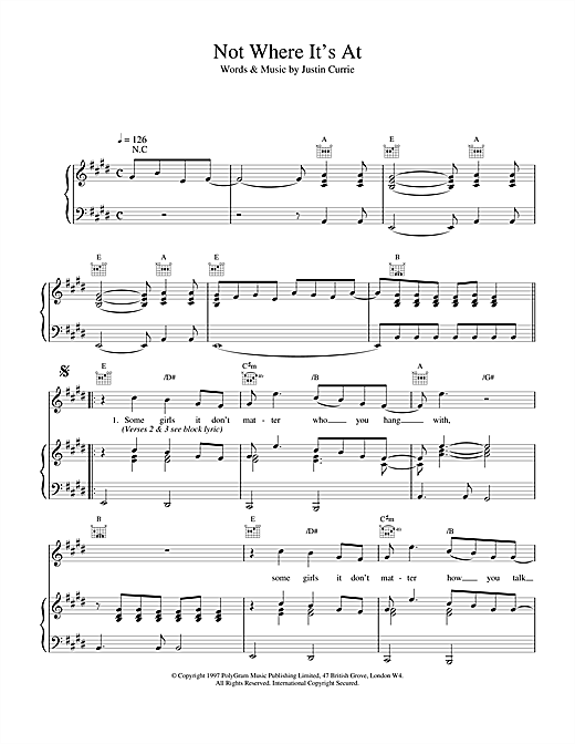Learn to play Del Amitri Not Where It's At sheet music for Piano, Vocal & Guitar (Right-Hand Melody) in minutes. Del Amitri Not Where It's At sheet music notes and chords