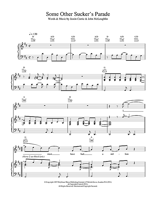 Learn to play Del Amitri Some Other Sucker's Parade sheet music for Piano, Vocal & Guitar (Right-Hand Melody) in minutes. Del Amitri Some Other Sucker's Parade sheet music notes and chords