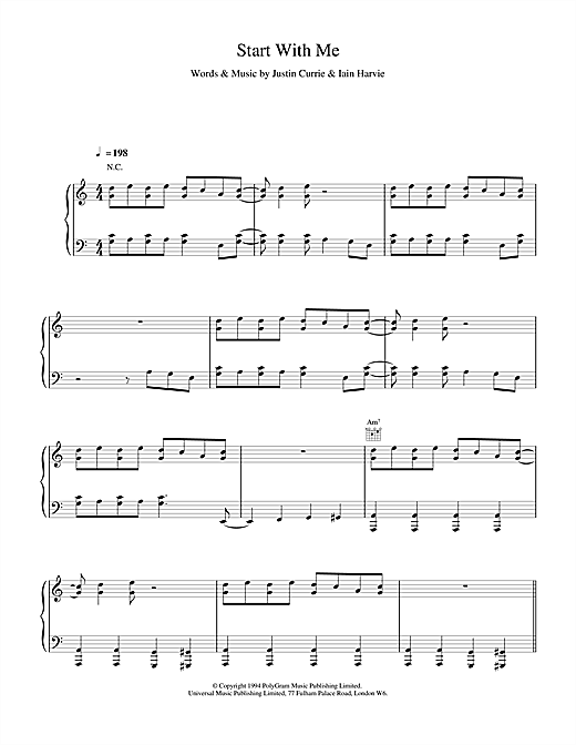Learn to play Del Amitri Start With Me sheet music for Piano, Vocal & Guitar (Right-Hand Melody) in minutes. Del Amitri Start With Me sheet music notes and chords