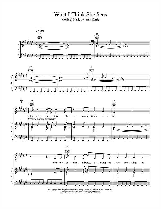Learn to play Del Amitri What I Think She Sees sheet music for Piano, Vocal & Guitar (Right-Hand Melody) in minutes. Del Amitri What I Think She Sees sheet music notes and chords