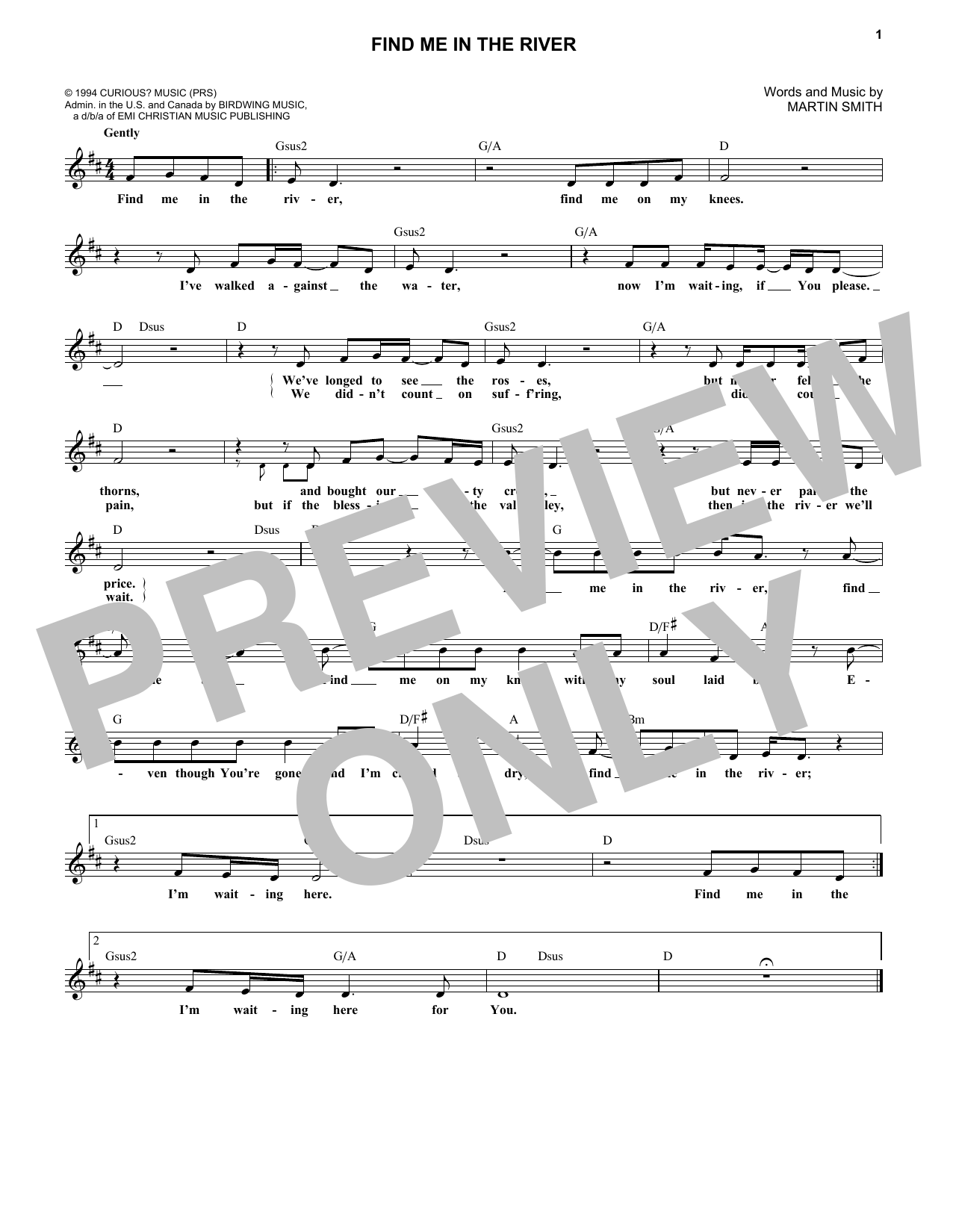 Learn to play Delirious? Find Me In The River sheet music for Lead Sheet / Fake Book in minutes. Delirious? Find Me In The River sheet music preview music notes and score for Lead Sheet / Fake Book including 1 page(s)