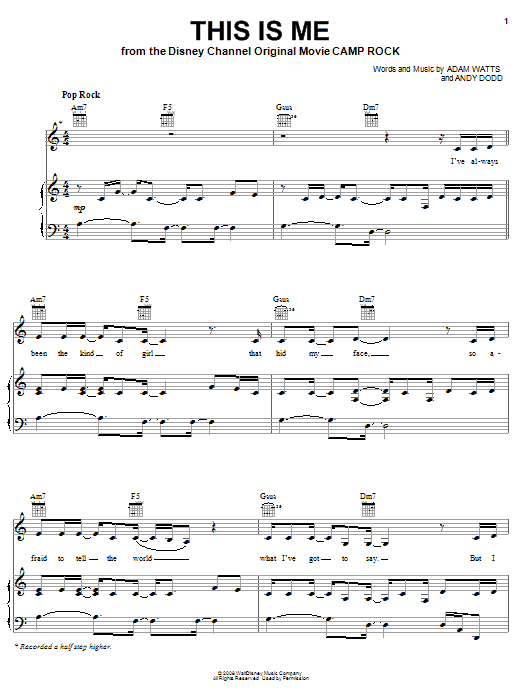 Learn to play Demi Lovato This Is Me sheet music for Piano, Vocal & Guitar (Right-Hand Melody) in minutes. Demi Lovato This Is Me sheet music preview music notes and score for Piano, Vocal & Guitar (Right-Hand Melody) including 8 page(s)