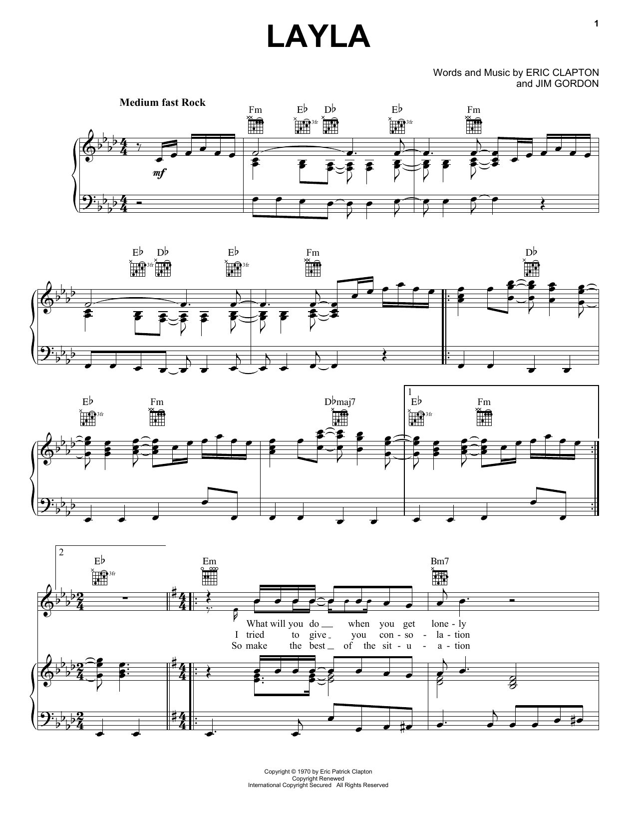 Learn to play Derek And The Dominos Layla sheet music for Easy Piano in minutes. Derek And The Dominos Layla sheet music notes and chords