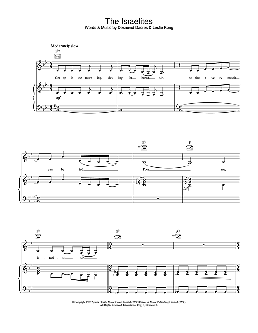 Learn to play Desmond Dekker The Israelites sheet music for Piano, Vocal & Guitar (Right-Hand Melody) in minutes. Desmond Dekker The Israelites sheet music notes and chords