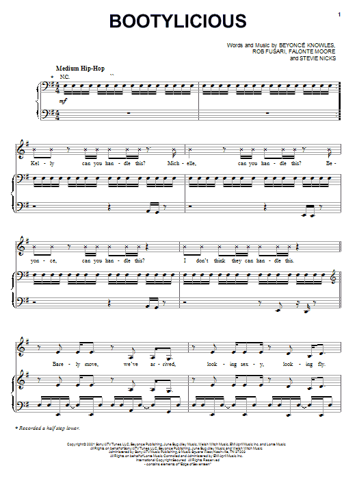 Learn to play Destiny's Child Bootylicious sheet music for Piano, Vocal & Guitar (Right-Hand Melody) in minutes. Destiny's Child Bootylicious sheet music notes and chords