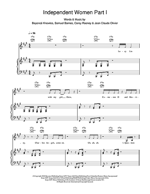 Learn to play Destiny's Child Independent Women Part I sheet music for Piano, Vocal & Guitar in minutes. Destiny's Child Independent Women Part I sheet music notes and chords