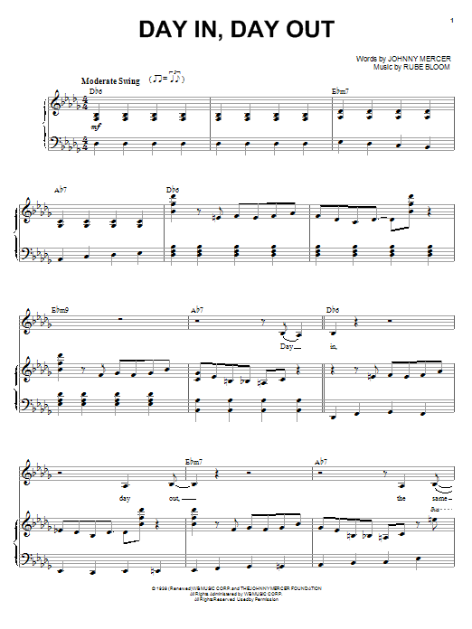 Learn to play Diana Krall Day In, Day Out sheet music for Piano & Vocal in minutes. Diana Krall Day In, Day Out sheet music preview music notes and score for Piano & Vocal including 11 page(s)