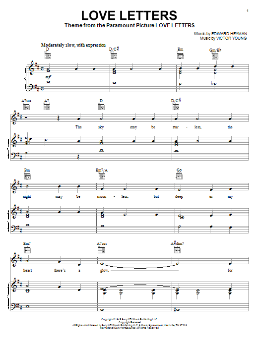 Diana Krall Love Letters sheet music preview music notes and score for Piano, Vocal & Guitar (Right-Hand Melody) including 4 page(s)