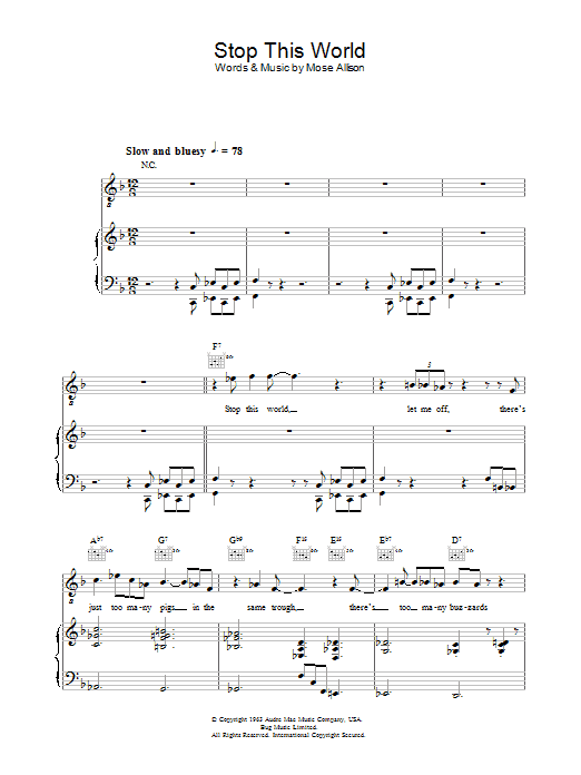 Learn to play Diana Krall Stop This World sheet music for Piano, Vocal & Guitar in minutes. Diana Krall Stop This World sheet music preview music notes and score for Piano, Vocal & Guitar including 7 page(s)