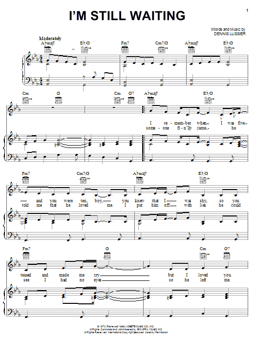 Learn to play Diana Ross I'm Still Waiting sheet music for Piano, Vocal & Guitar (Right-Hand Melody) in minutes. Diana Ross I'm Still Waiting sheet music preview music notes and score for Piano, Vocal & Guitar (Right-Hand Melody) including 5 page(s)