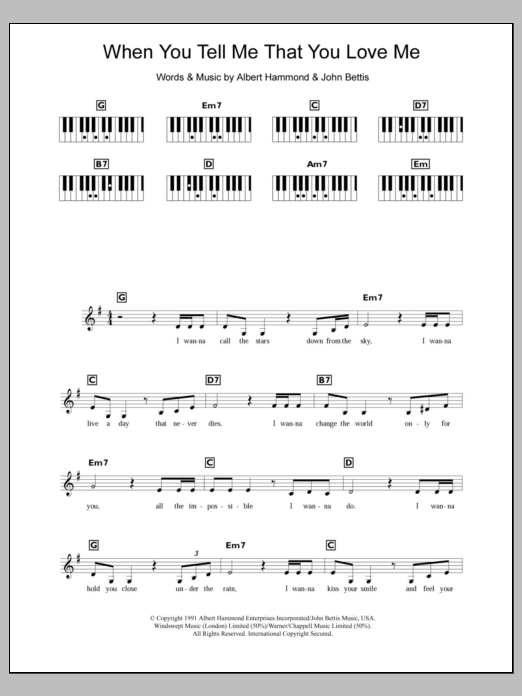 Learn to play Diana Ross When You Tell Me That You Love Me sheet music for Guitar in minutes. Diana Ross When You Tell Me That You Love Me sheet music preview music notes and score for Guitar including 3 page(s)