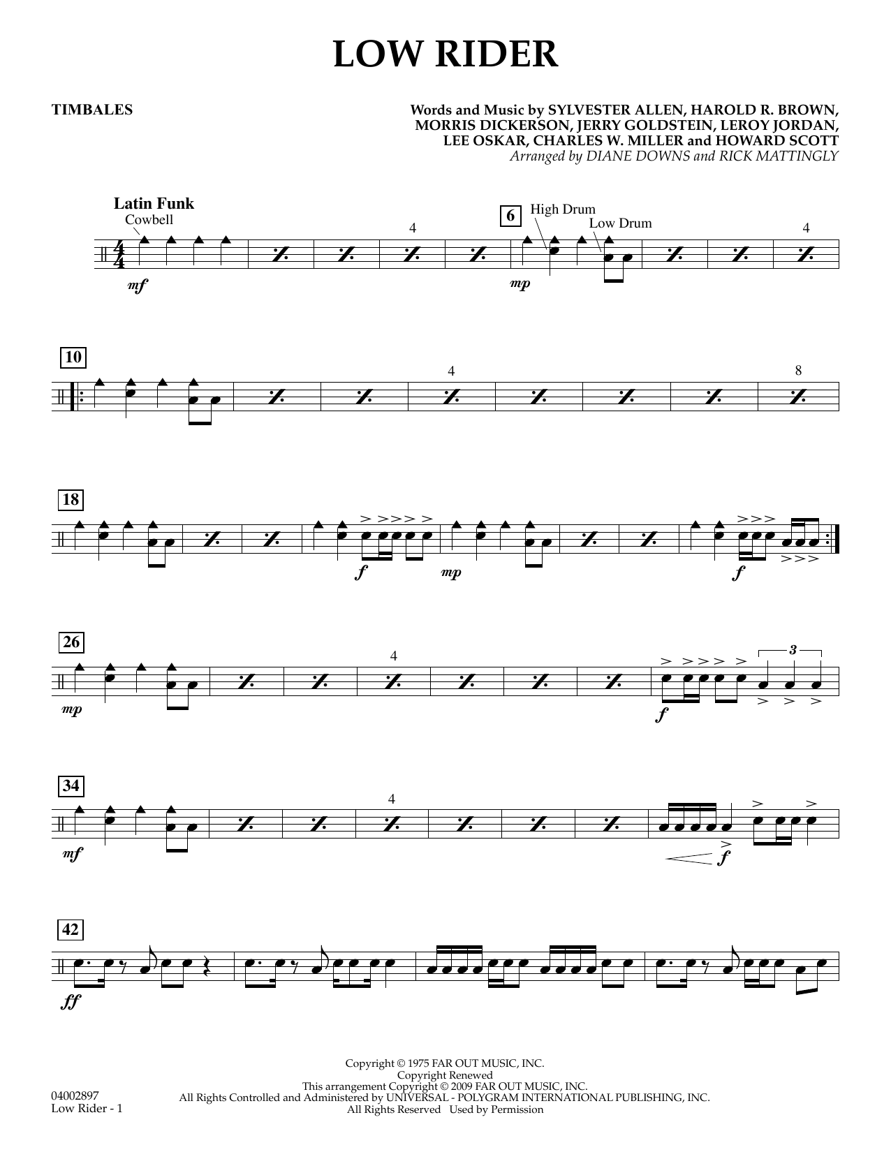 Learn to play Diane Downs Low Rider - Timbales sheet music for Concert Band in minutes. Diane Downs Low Rider - Timbales sheet music preview music notes and score for Concert Band including 2 page(s)