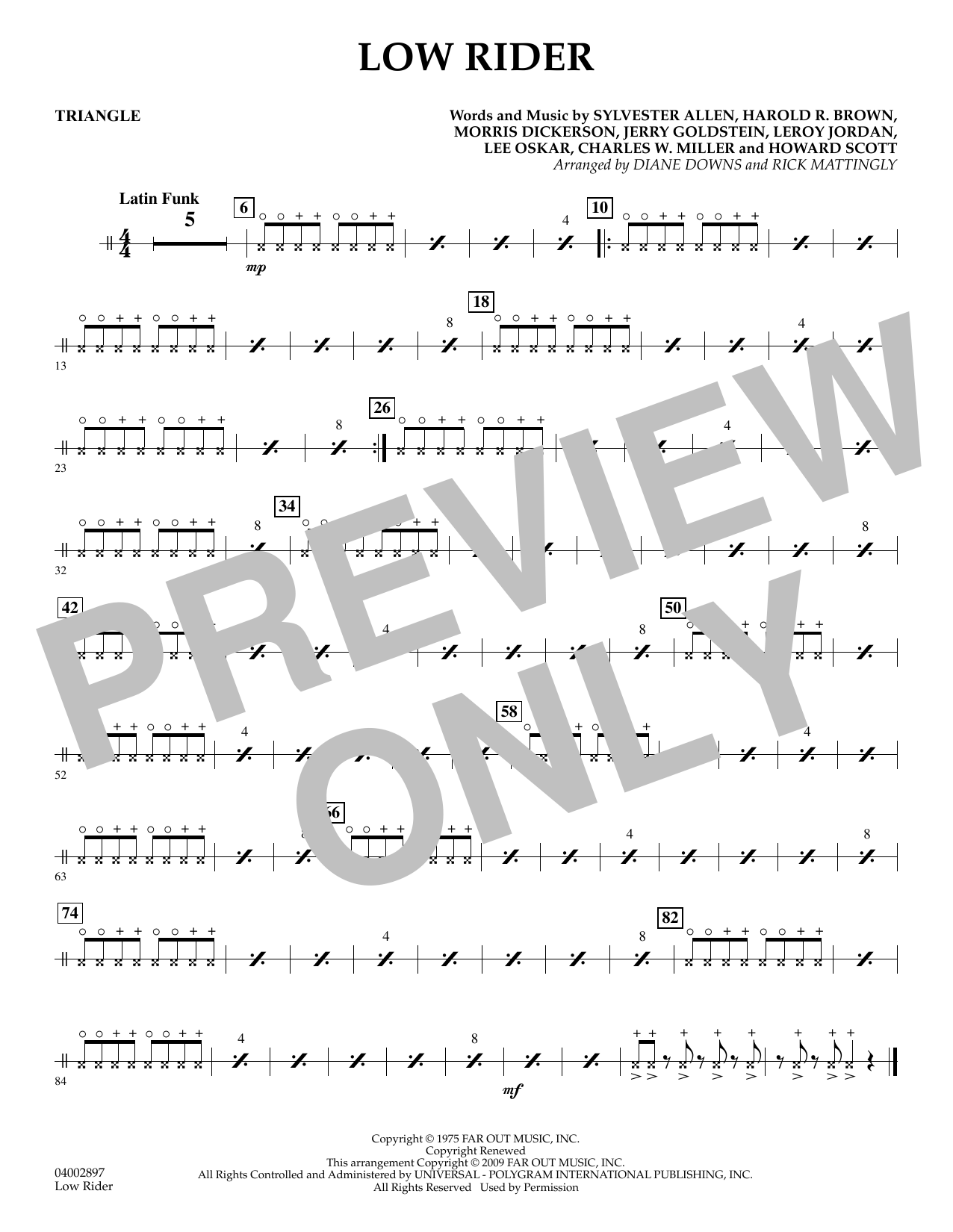 Learn to play Diane Downs Low Rider - Triangle sheet music for Concert Band in minutes. Diane Downs Low Rider - Triangle sheet music preview music notes and score for Concert Band including 1 page(s)