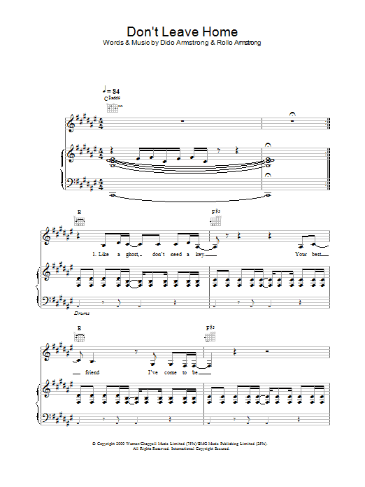Learn to play Dido Don't Leave Home sheet music for Melody Line, Lyrics & Chords in minutes. Dido Don't Leave Home sheet music preview music notes and score for Melody Line, Lyrics & Chords including 2 page(s)