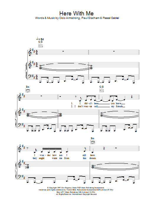 Learn to play Dido Here With Me sheet music for Piano, Vocal & Guitar in minutes. Dido Here With Me sheet music preview music notes and score for Piano, Vocal & Guitar including 4 page(s)
