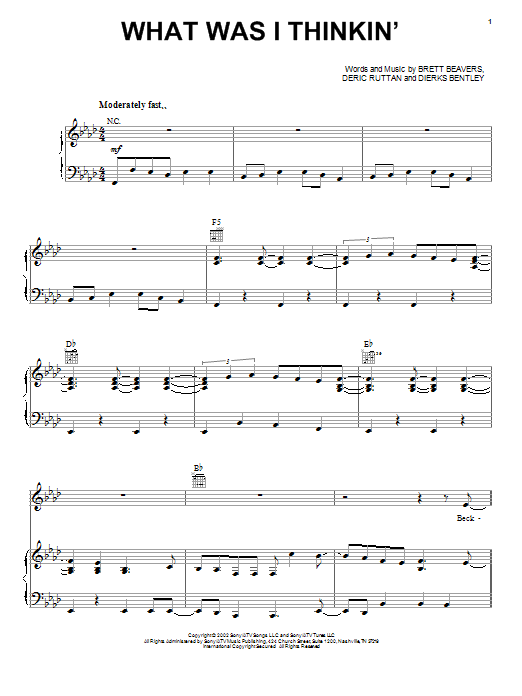 Learn to play Dierks Bentley What Was I Thinkin' sheet music for Piano, Vocal & Guitar (Right-Hand Melody) in minutes. Dierks Bentley What Was I Thinkin' sheet music notes and chords