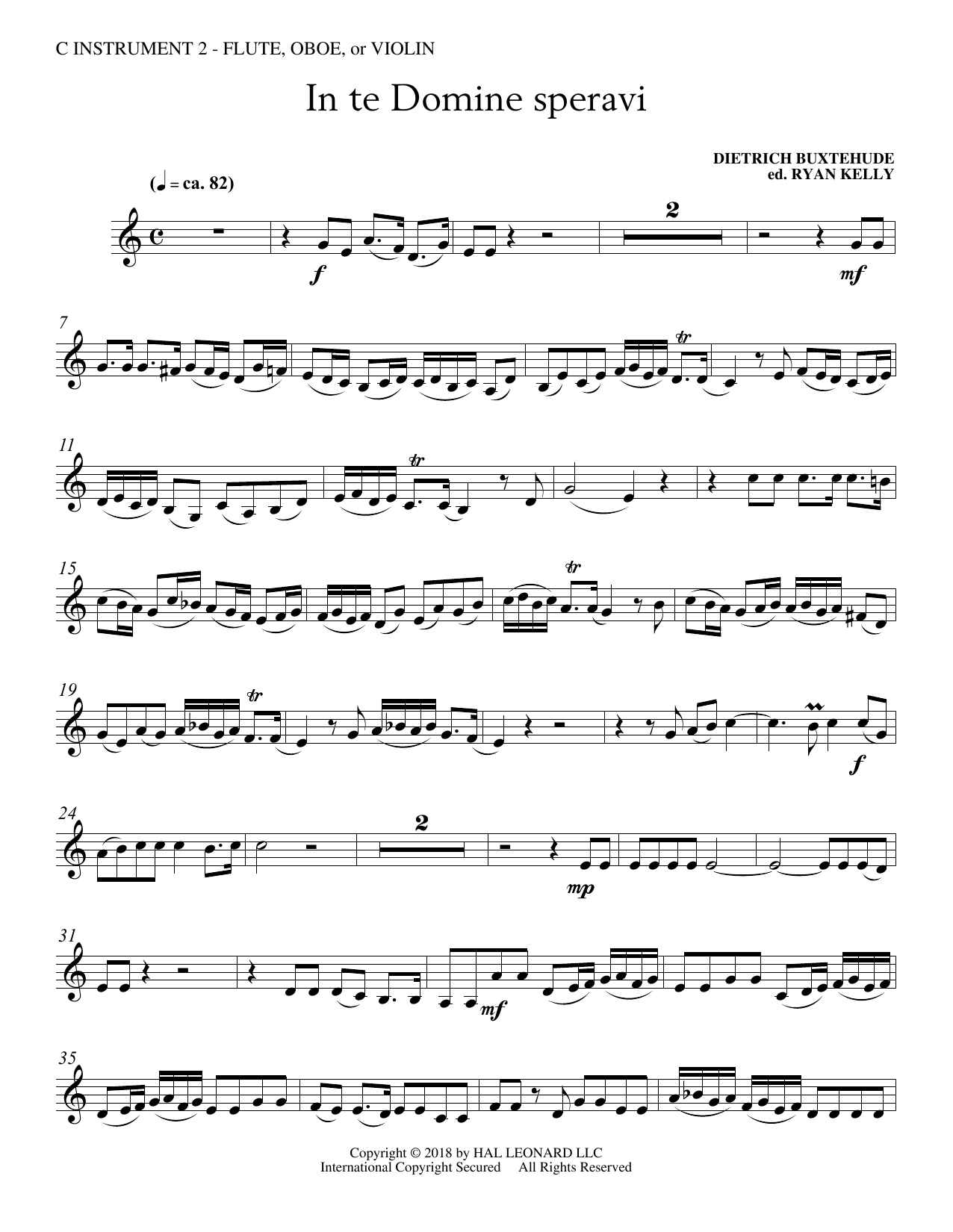 Learn to play Dietrich Buxtehude In Te Domine Speravi (ed. Ryan Kelly) - C Instrument II sheet music for Choir Instrumental Pak in minutes. Dietrich Buxtehude In Te Domine Speravi (ed. Ryan Kelly) - C Instrument II sheet music preview music notes and score for Choir Instrumental Pak including 2 page(s)