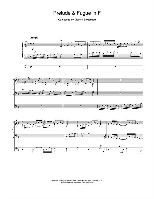 Learn to play Dietrich Buxtehude Prelude & Fugue in F sheet music for Organ in minutes. Dietrich Buxtehude Prelude & Fugue in F sheet music notes and chords