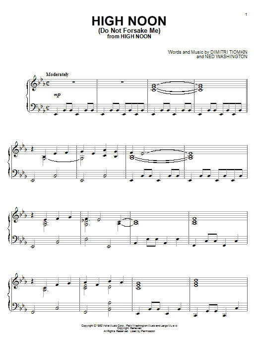 Learn to play Dimitri Tiomkin High Noon (Do Not Forsake Me) sheet music for Piano in minutes. Dimitri Tiomkin High Noon (Do Not Forsake Me) sheet music preview music notes and score for Piano including 4 page(s)