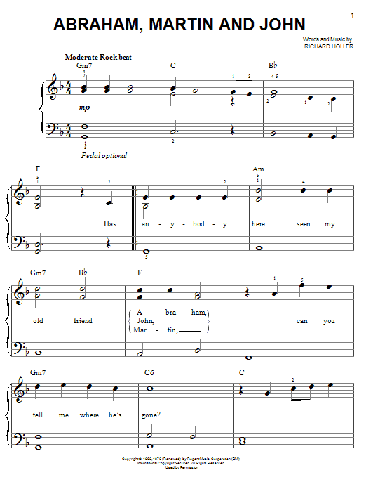 Learn to play Dion Abraham, Martin And John sheet music for Piano, Vocal & Guitar (Right-Hand Melody) in minutes. Dion Abraham, Martin And John sheet music notes and chords