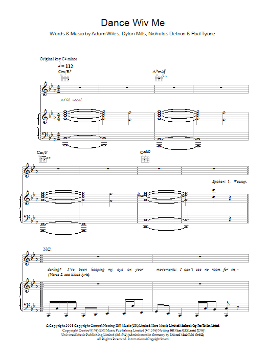Learn to play Dizzee Rascal Dance Wiv Me (feat. Calvin Harris & Chrome) sheet music for Piano, Vocal & Guitar in minutes. Dizzee Rascal Dance Wiv Me (feat. Calvin Harris & Chrome) sheet music preview music notes and score for Piano, Vocal & Guitar including 8 page(s)