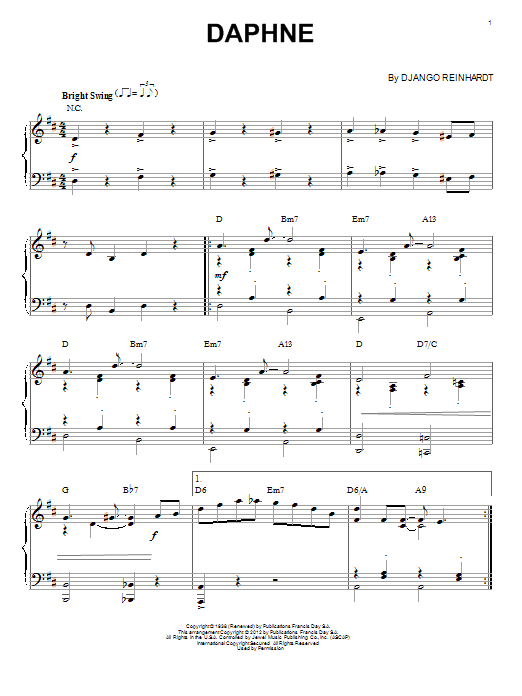 Learn to play Django Reinhardt Daphne sheet music for Piano in minutes. Django Reinhardt Daphne sheet music notes and chords