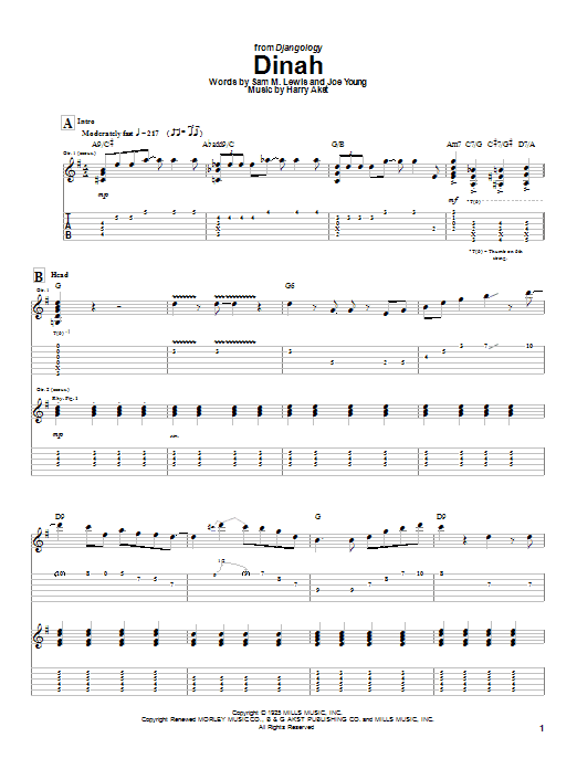 Learn to play Django Reinhardt Dinah sheet music for Guitar Tab in minutes. Django Reinhardt Dinah sheet music notes and chords