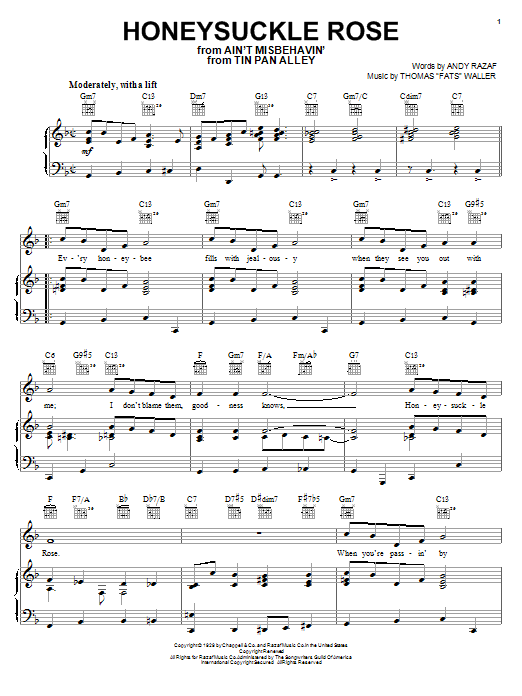 Learn to play Django Reinhardt Honeysuckle Rose sheet music for Piano, Vocal & Guitar (Right-Hand Melody) in minutes. Django Reinhardt Honeysuckle Rose sheet music notes and chords