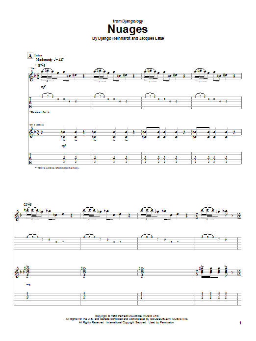 Learn to play Django Reinhardt Nuages sheet music for Guitar Tab in minutes. Django Reinhardt Nuages sheet music notes and chords