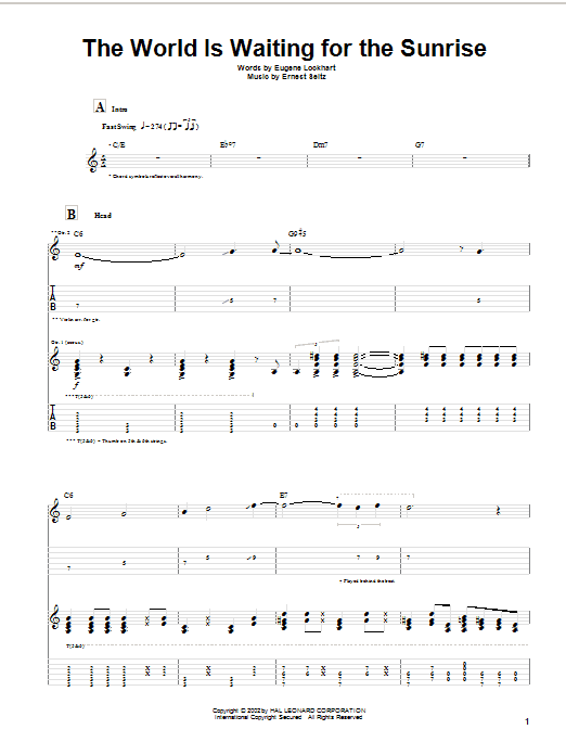 Learn to play Django Reinhardt The World Is Waiting For The Sunrise sheet music for Guitar Tab in minutes. Django Reinhardt The World Is Waiting For The Sunrise sheet music preview music notes and score for Guitar Tab including 10 page(s)