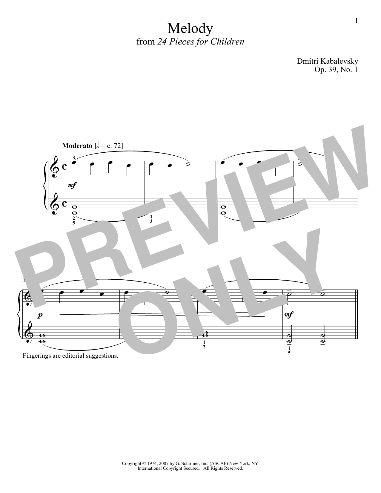Learn to play Dmitri Kabalevsky Melody, Op. 39, No. 1 sheet music for Piano in minutes. Dmitri Kabalevsky Melody, Op. 39, No. 1 sheet music notes and chords