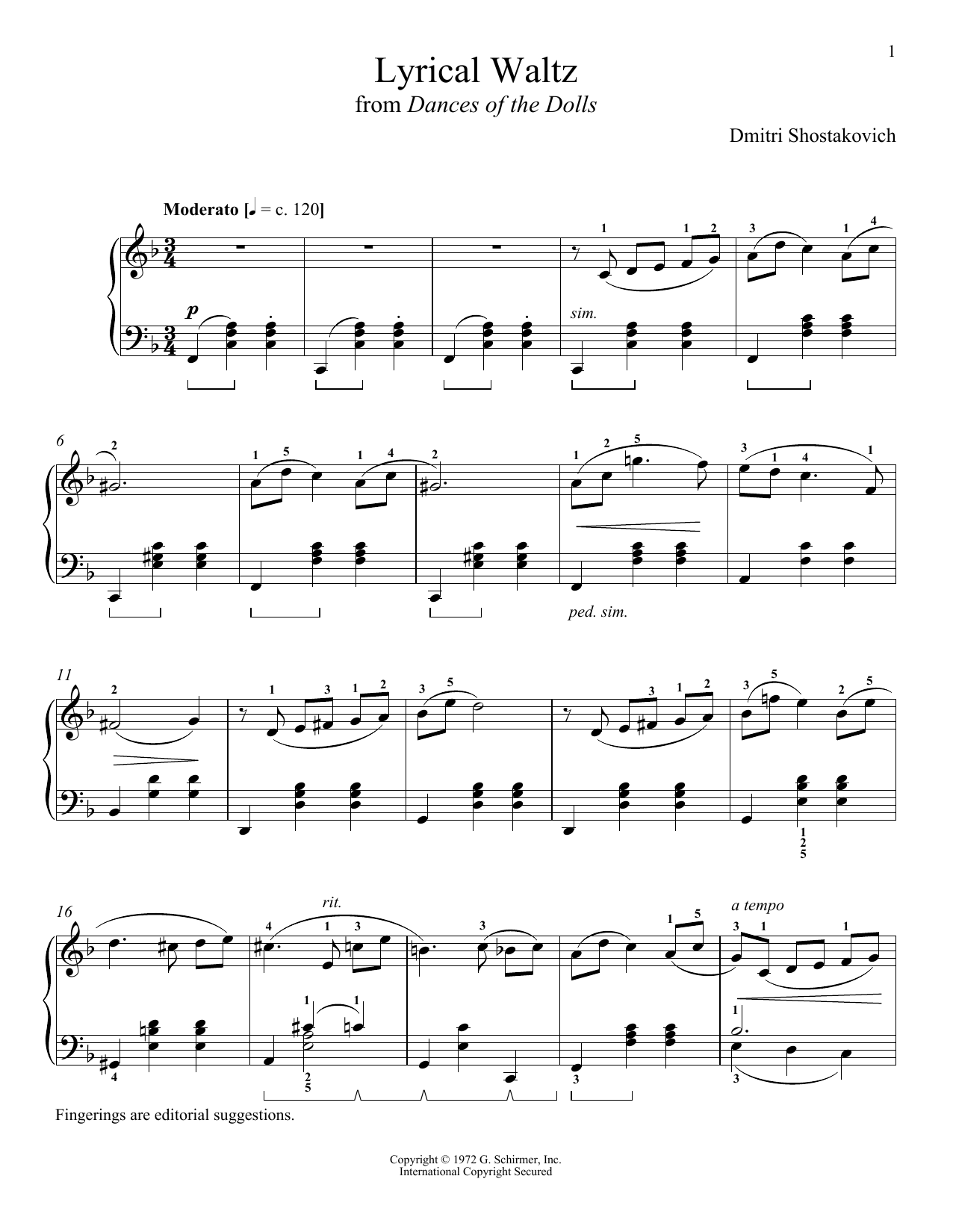 Learn to play Dmitri Shostakovich Lyrical Waltz sheet music for Piano in minutes. Dmitri Shostakovich Lyrical Waltz sheet music notes and chords