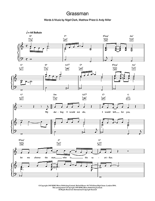 Learn to play Dodgy Grassman sheet music for Piano, Vocal & Guitar (Right-Hand Melody) in minutes. Dodgy Grassman sheet music notes and chords
