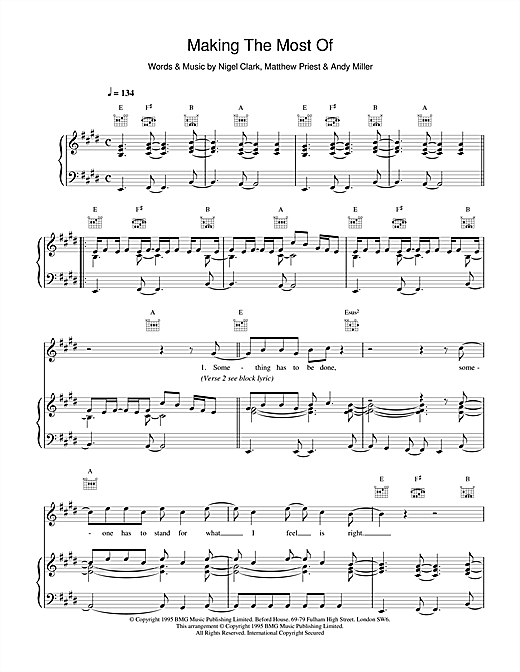 Learn to play Dodgy Making The Most Of sheet music for Piano, Vocal & Guitar (Right-Hand Melody) in minutes. Dodgy Making The Most Of sheet music notes and chords