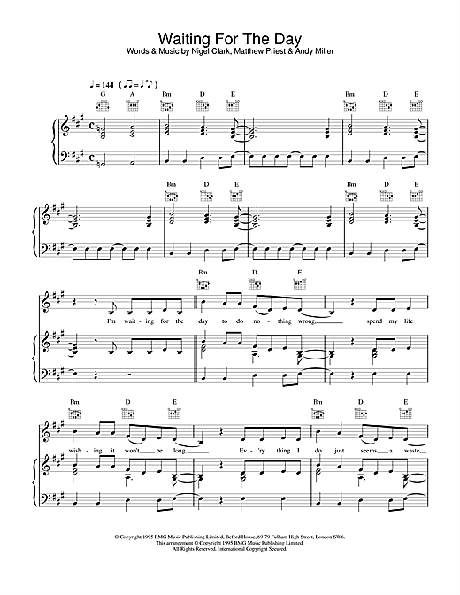 Learn to play Dodgy Waiting For The Day sheet music for Piano, Vocal & Guitar (Right-Hand Melody) in minutes. Dodgy Waiting For The Day sheet music notes and chords