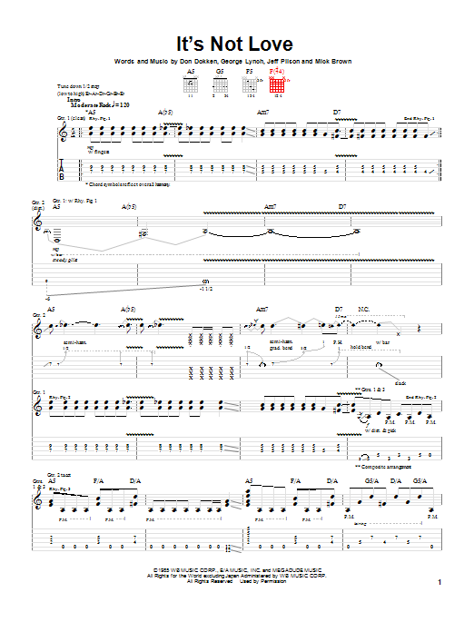 Learn to play Dokken It's Not Love sheet music for Guitar Tab in minutes. Dokken It's Not Love sheet music preview music notes and score for Guitar Tab including 9 page(s)