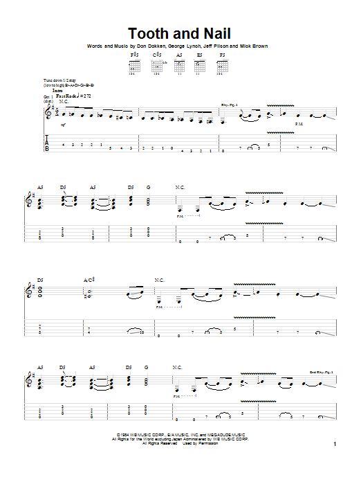Learn to play Dokken Tooth And Nail sheet music for Guitar Tab in minutes. Dokken Tooth And Nail sheet music preview music notes and score for Guitar Tab including 10 page(s)