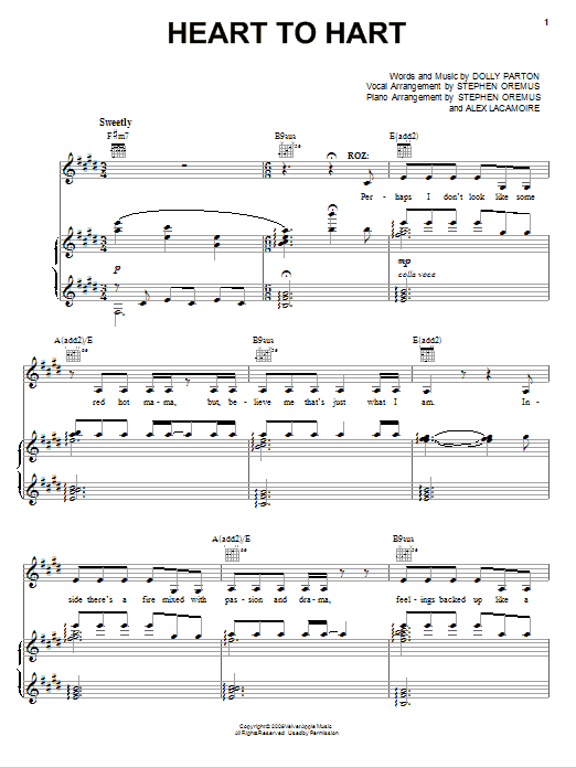 Learn to play Dolly Parton Heart To Hart sheet music for Piano, Vocal & Guitar (Right-Hand Melody) in minutes. Dolly Parton Heart To Hart sheet music notes and chords