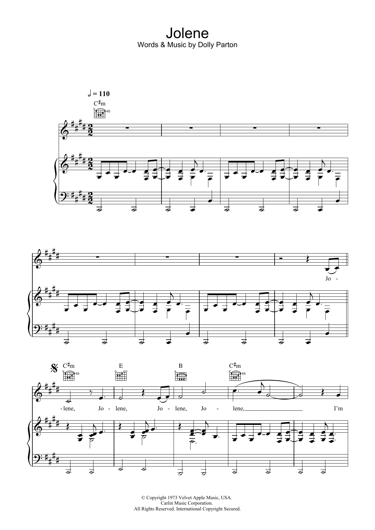 Learn to play Dolly Parton Jolene sheet music for Keyboard in minutes. Dolly Parton Jolene sheet music preview music notes and score for Keyboard including 2 page(s)