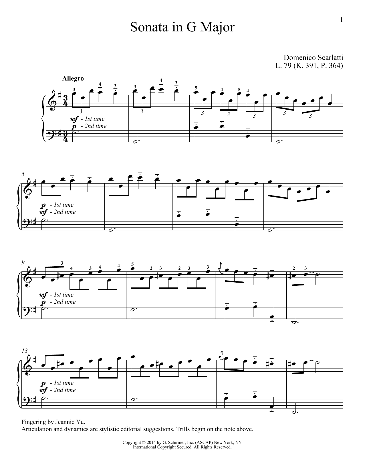 Richard Walters Sonata In G Major, L. 79 sheet music, chords, lyrics - Printable PDF for Piano