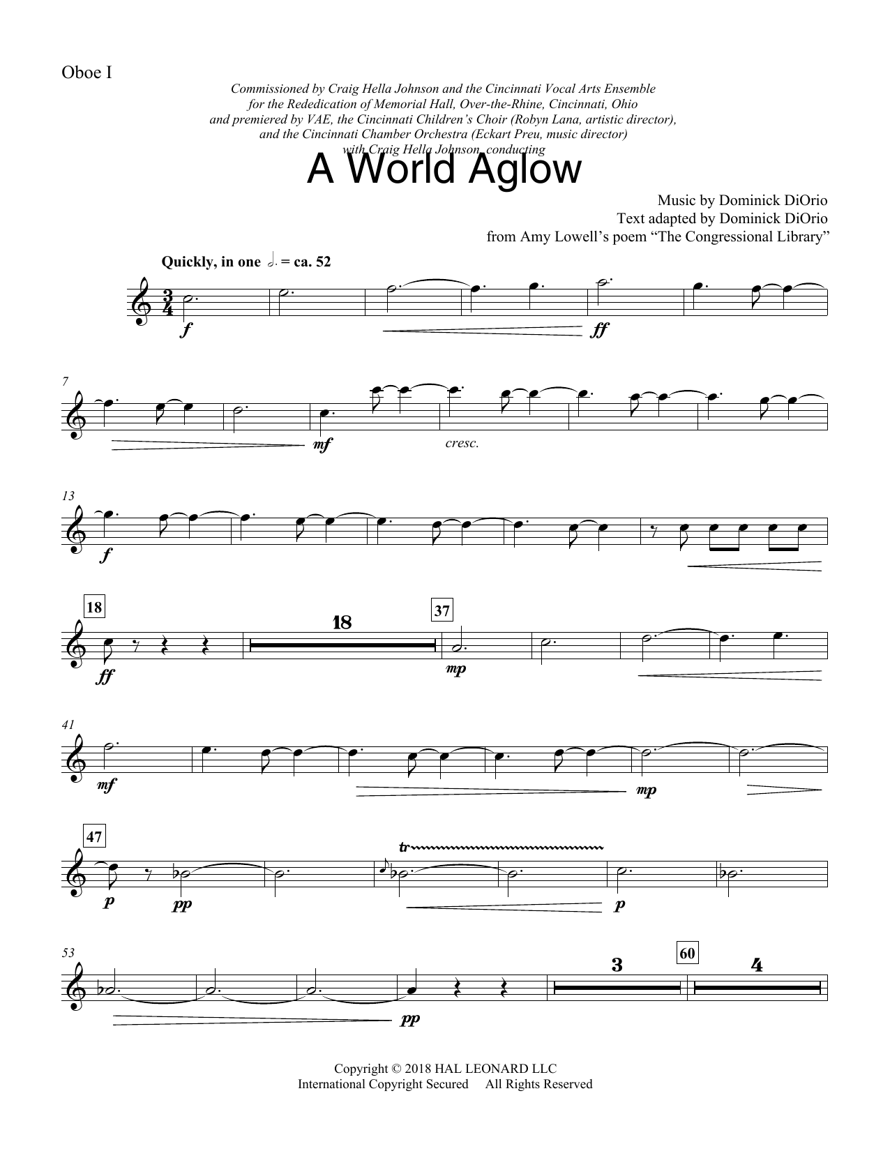 Learn to play Dominick DiOrio A World Aglow - Oboe 1 sheet music for Choir Instrumental Pak in minutes. Dominick DiOrio A World Aglow - Oboe 1 sheet music preview music notes and score for Choir Instrumental Pak including 3 page(s)