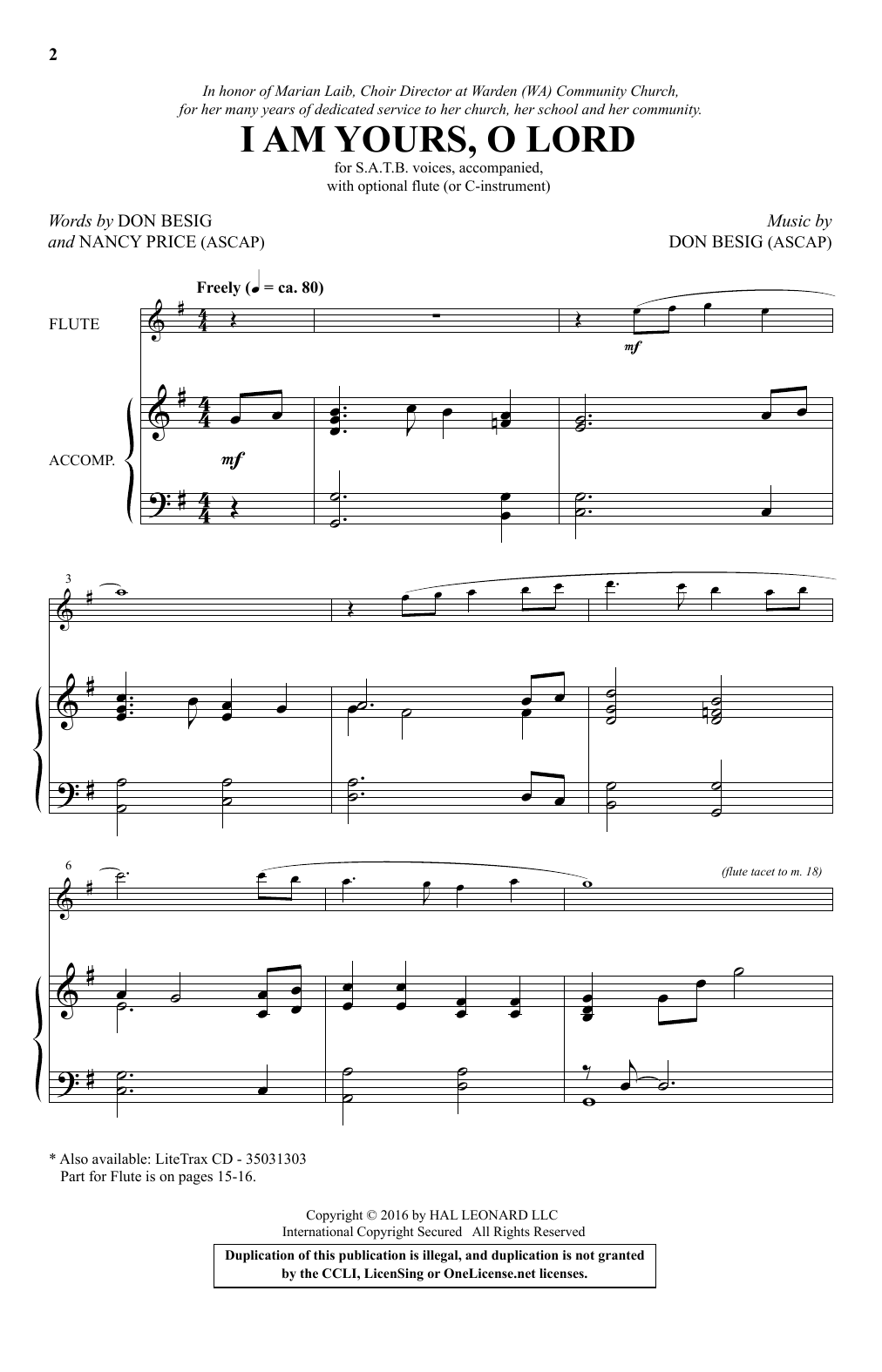 Don Besig I Am Yours, O Lord sheet music, chords, lyrics - Printable PDF for SATB