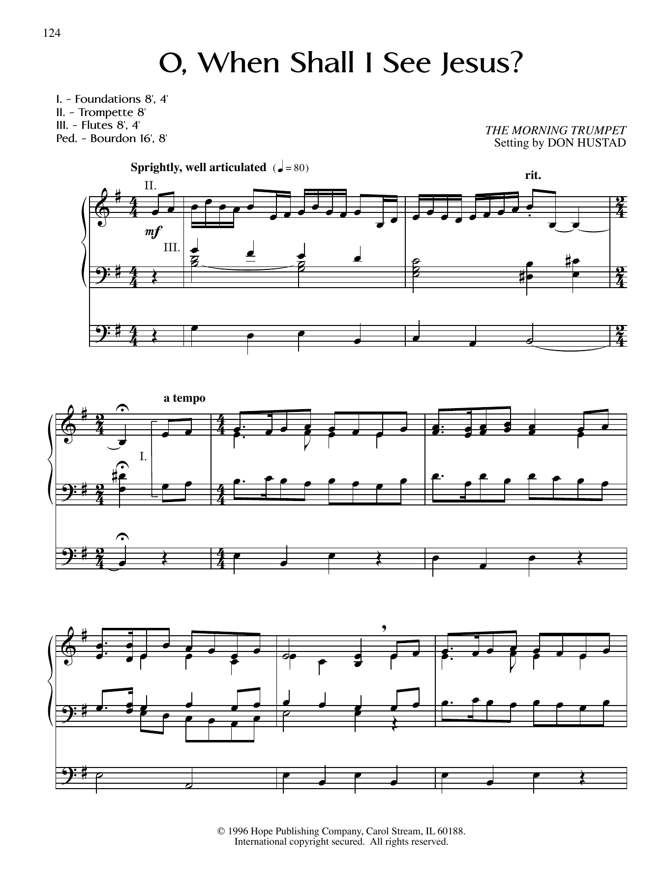Don Hustad O, When Shall I See Jesus? sheet music, chords, lyrics - Printable PDF for Organ