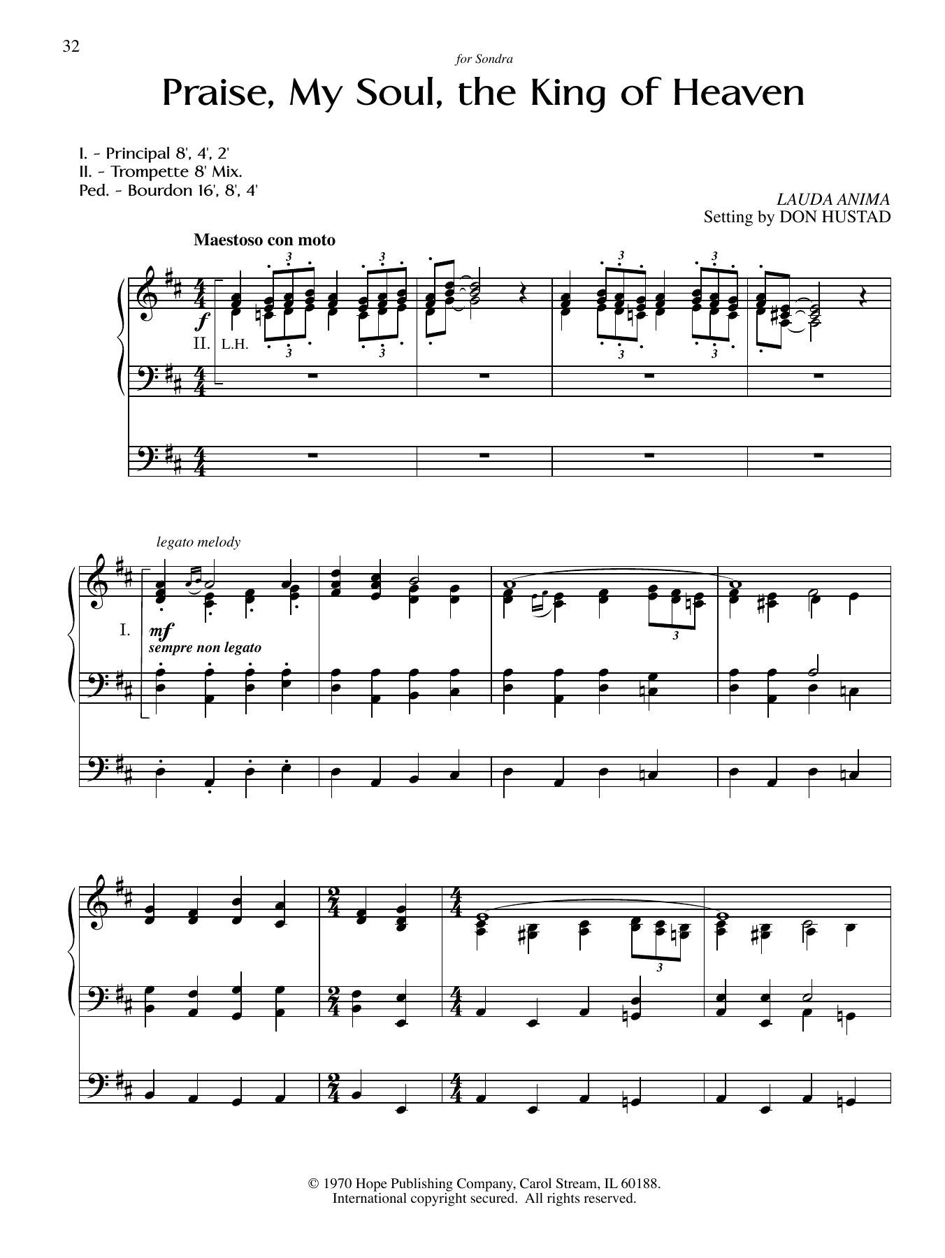 Don Hustad Praise, My Soul, the King of Heaven sheet music, chords, lyrics - Printable PDF for Organ